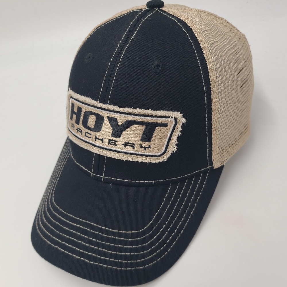 Hoyt Archery Hat Adjustable Trucker Mesh Black Beige Patch Hunting Advantage Men